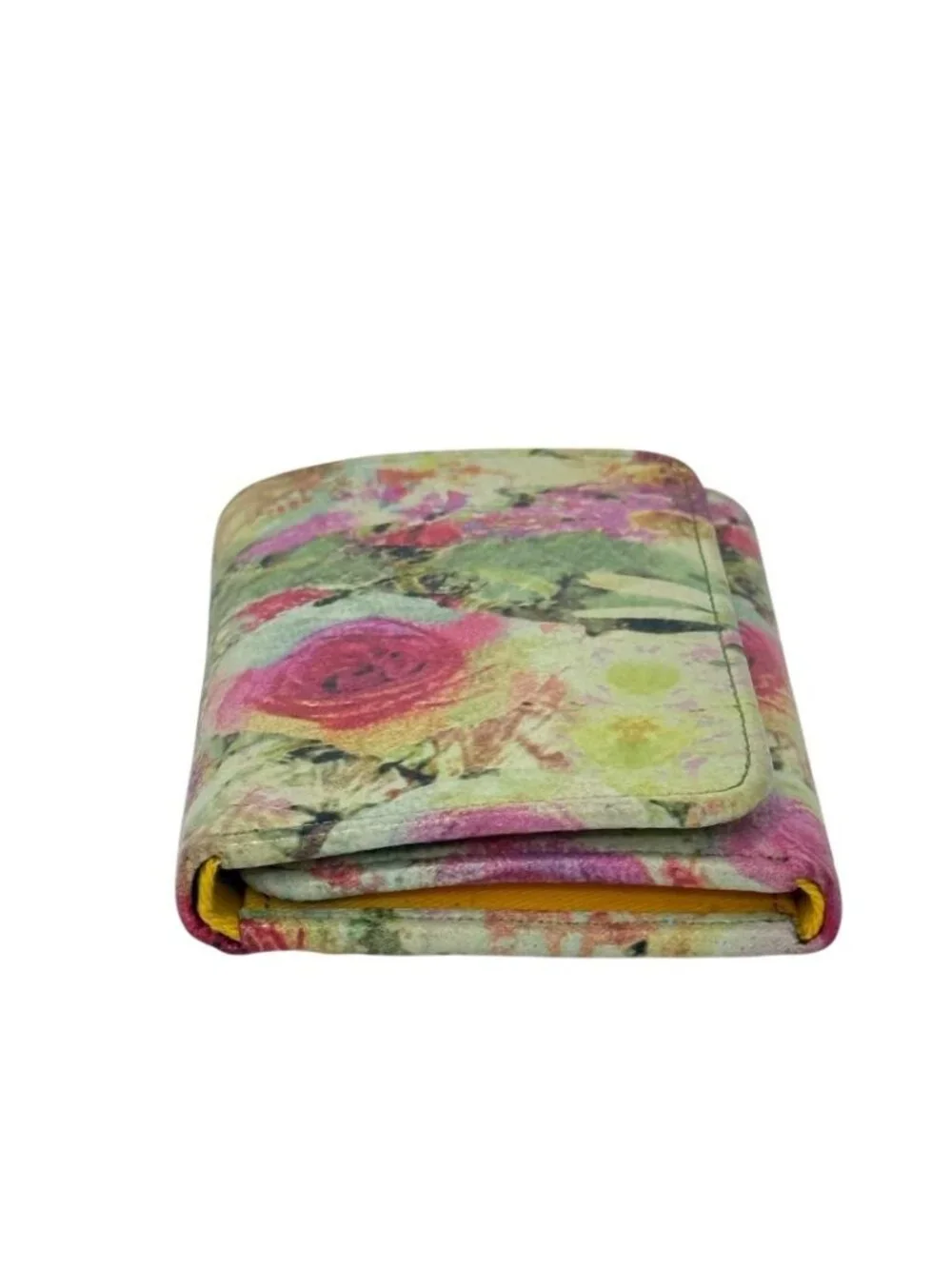 Hobo The Original Floral Trifold Wallet 100% Leather Exterior Cotton Interior